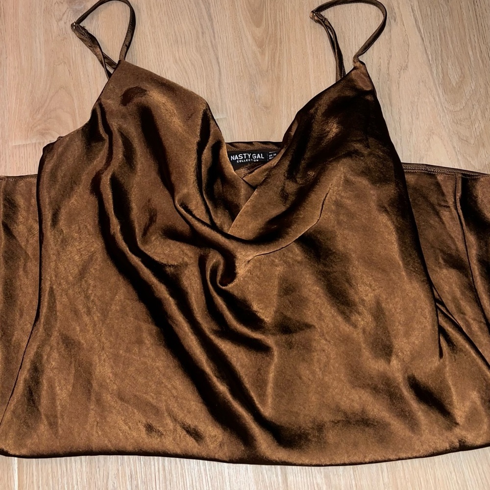 Nasty Gal Satin Cowl Neck Mini Dress